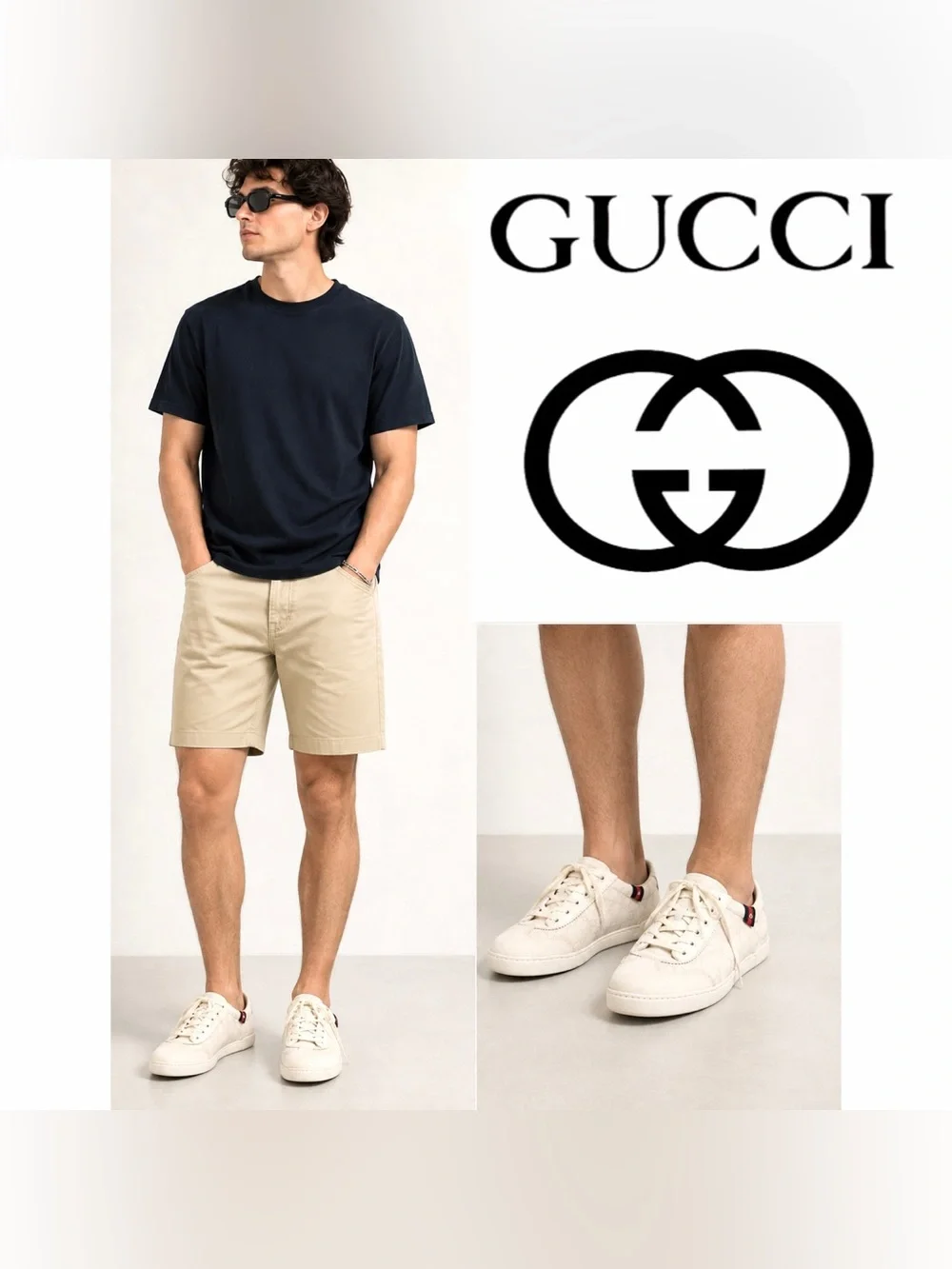 Authentic Gucci Off-White GG Monogram Canvas Low-Top Sneakers Men size 10